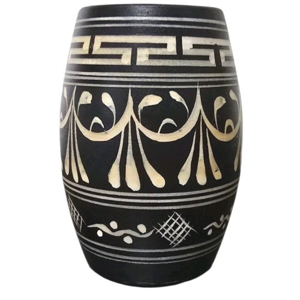 Collector's Saval Archangelos Rhodes Signed Vase Greek Folk Art Neutral 2x3 - Picture 1 of 5